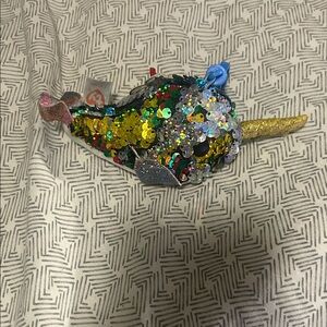 Ty Flippables Sparkling Narwhal with Gold Horn Clip On